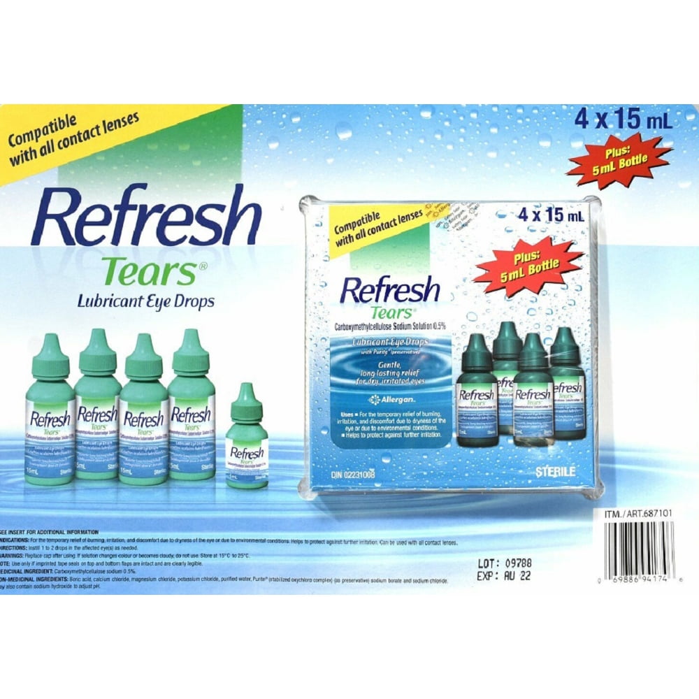 Refresh Tears Lubricant Eye Drops 4 1 Bonus 65 Ml Per Pack Walmart