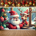thumbnail image 5 of Red Theme Christmas Banner Christmas Style Reindeer Backdrop Reindeer Santa Claus Image Holiday Background for Christmas Party Family Gathering Xmas Event, 5 of 9