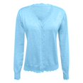 thumbnail image 4 of Arlun Fall Cardigans for Women Lightweight Knit Open Front Solid Color Sweater Tops Long Sleeve Button down Scalloped V-Neck Cropped Cardigan Casual Teacher Outfits, 4 of 5