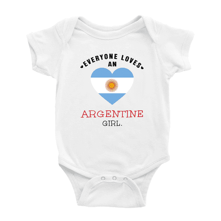

Everyone Loves an Argentine Girl Baby Bodysuits Newborn Clothes (White 6-12 Months)