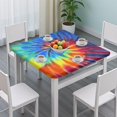 thumbnail image 3 of Colorful Tie Dye Pattern Square Fitted Tablecloth with Elastic Edge,Square Table Cover,Washable Elastic Table Cover for Home Kitchen Party Decor 34"x34", 3 of 6