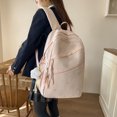 thumbnail image 4 of Bow Print Large Capacity Backpack, Multi-Pocket Zipper Closure School Bag with Pendant for Travel Work Shopping (Pink), 4 of 10