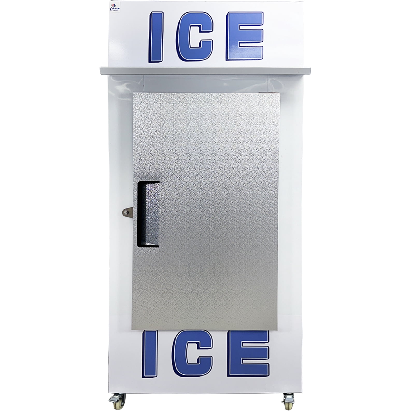 1430lb Commercial Ice Merchandiser Freezer, –32°F Ultra-Low Temp Outdoor Ice Storage, 1-Door Ice Display Freezer, R290 Refrigerant, LED Light, 650L, 110V Ice Storage Cabinet on Wheels