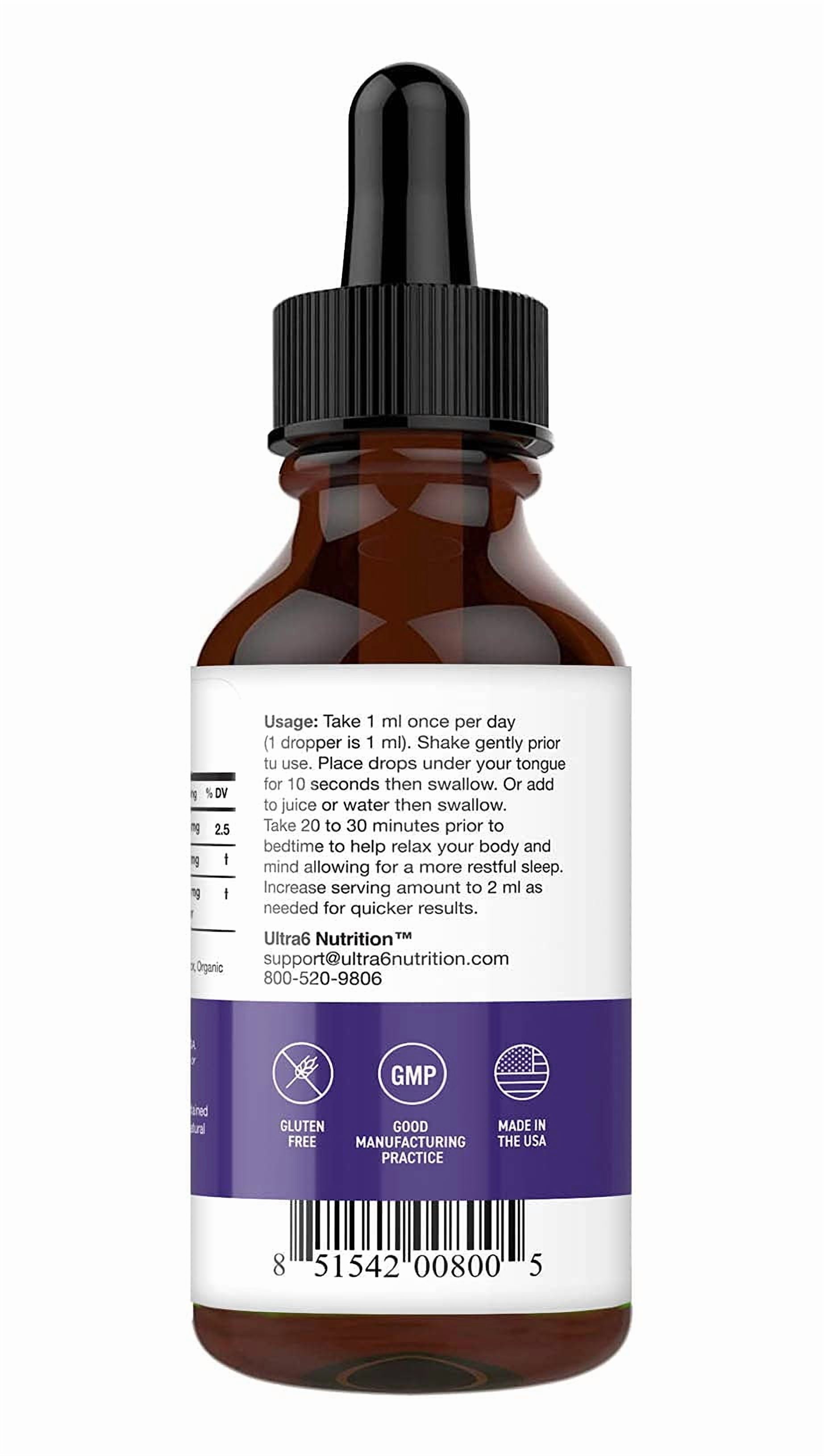 Ultra6 Nutrition Melatonin Drops with Valerian Root - Liquid Melatonin Sleeping Supplement with 5 HTP & Passion Flower - A Liquid Sleep Aid Strength Blend for Adults