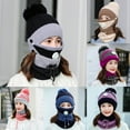 thumbnail image 1 of Women Autumn Winter Warm Knitted Beanie Cap Face Cover Neck Scarf Outdoor Set, 1 of 8