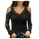 thumbnail image 2 of Pntutb Blusa de encaje con cuello en V para mujer con hombros descubiertos estilo largo Pntutb Pntutb-833, 2 of 6