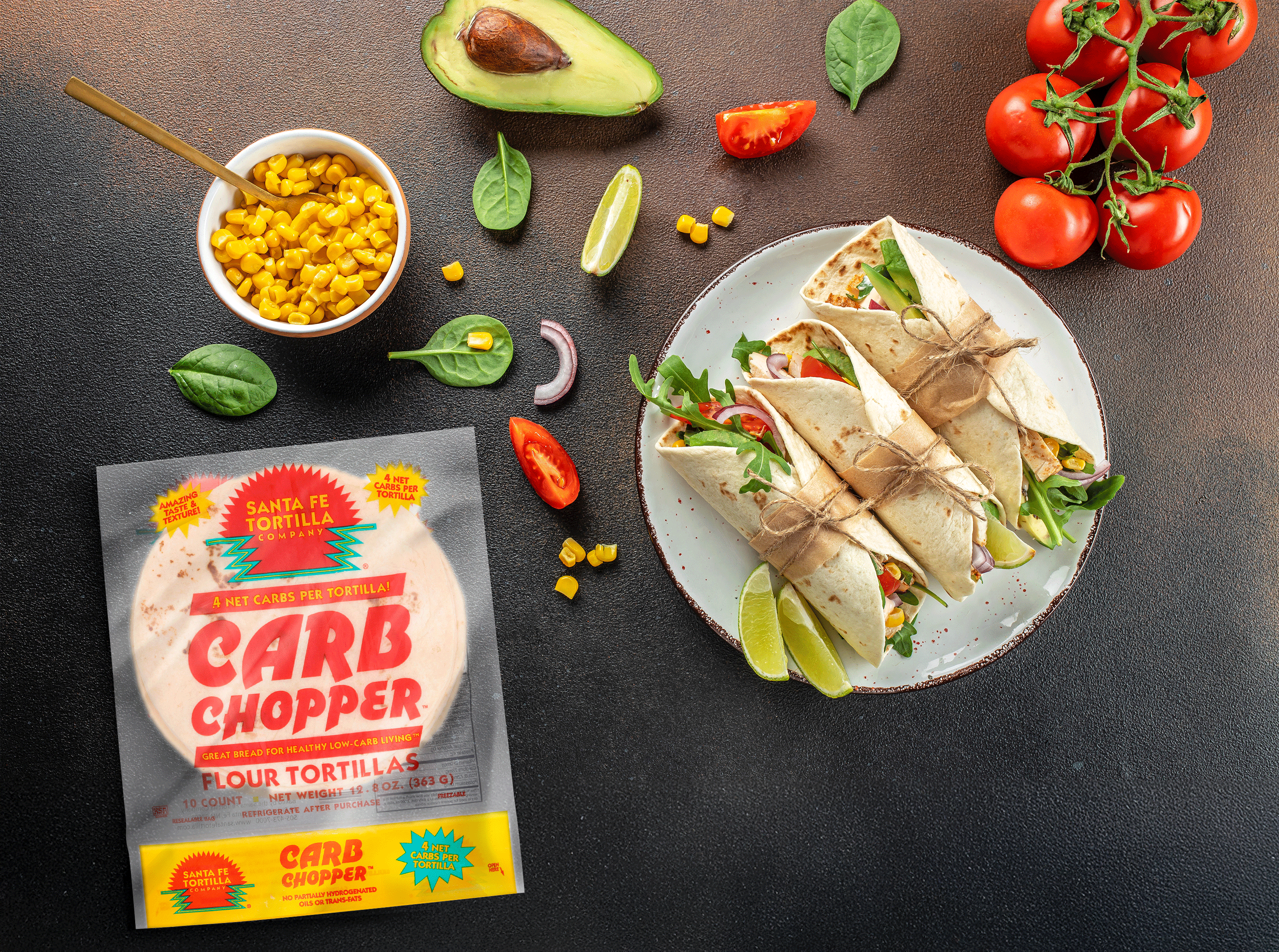 Santa Fe Tortilla Company Carb Chopper 9" Whole Wheat Flour Tortillas, 10 Count