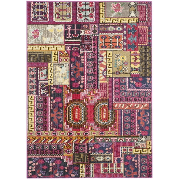 SAFAVIEH Monaco Saffron Southwestern Area Rug, Pink/Multi, 4' x 5'7"