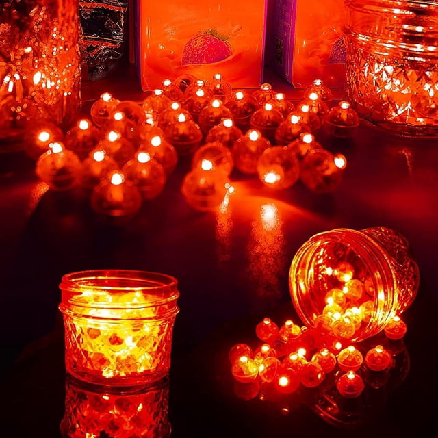 100 Pcs Lumières de Ballons Rouges Longue Autonomie Étanches Mini Lumière en Plastique à Piles Lampe Boule LED pour Noël Halloween