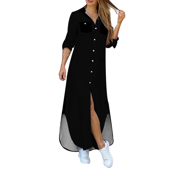 Ketyyh-chn99 Plus Size Summer Dresses for Women Casual Beach Sundress Ruffle Sleeve Layer Swing Mini Dress Black,L
