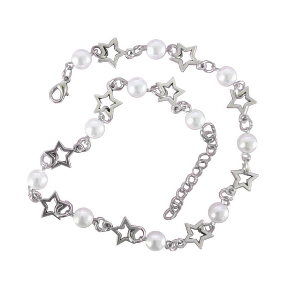 Necvior Star Necklace Egirl Sweet Cool Pearls Bead Clavicle Chain Aesthetic Jewelry