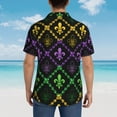 thumbnail image 6 of Easygdp Mardi Gra Geometric Men's Hawaiian Shirts Print Lapel Short Sleeve for Beach, vacation, party, casual occasions - Medium, 6 of 9