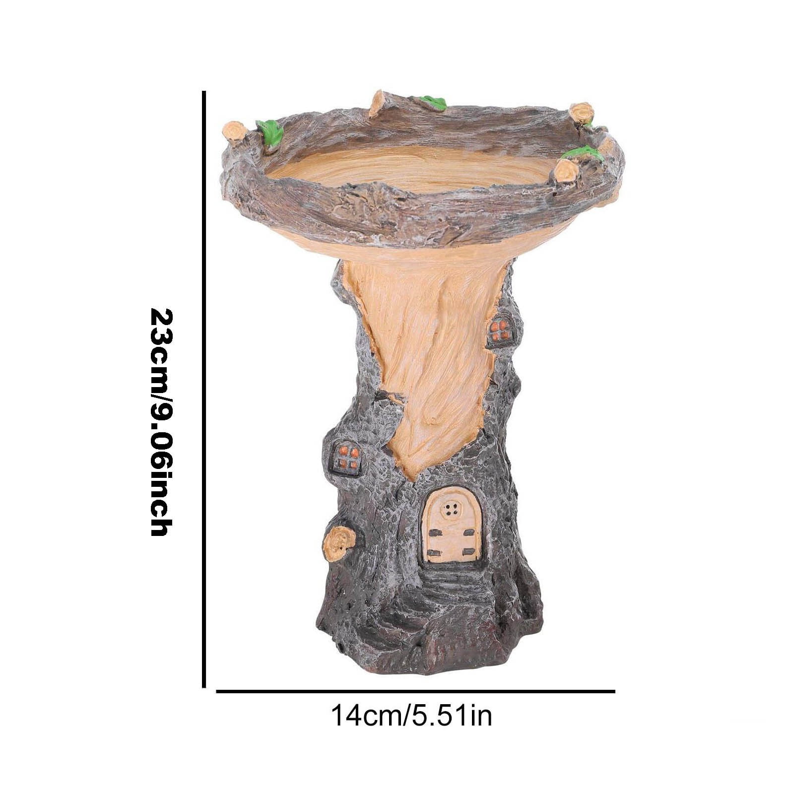 Standing Resin Bird Feeder - Outdoor Birdbath with Flower-Shaped Bowl, Decorative Garden Stake for Patio, Lawn, or Yard, Charming Fairy Garden Statue