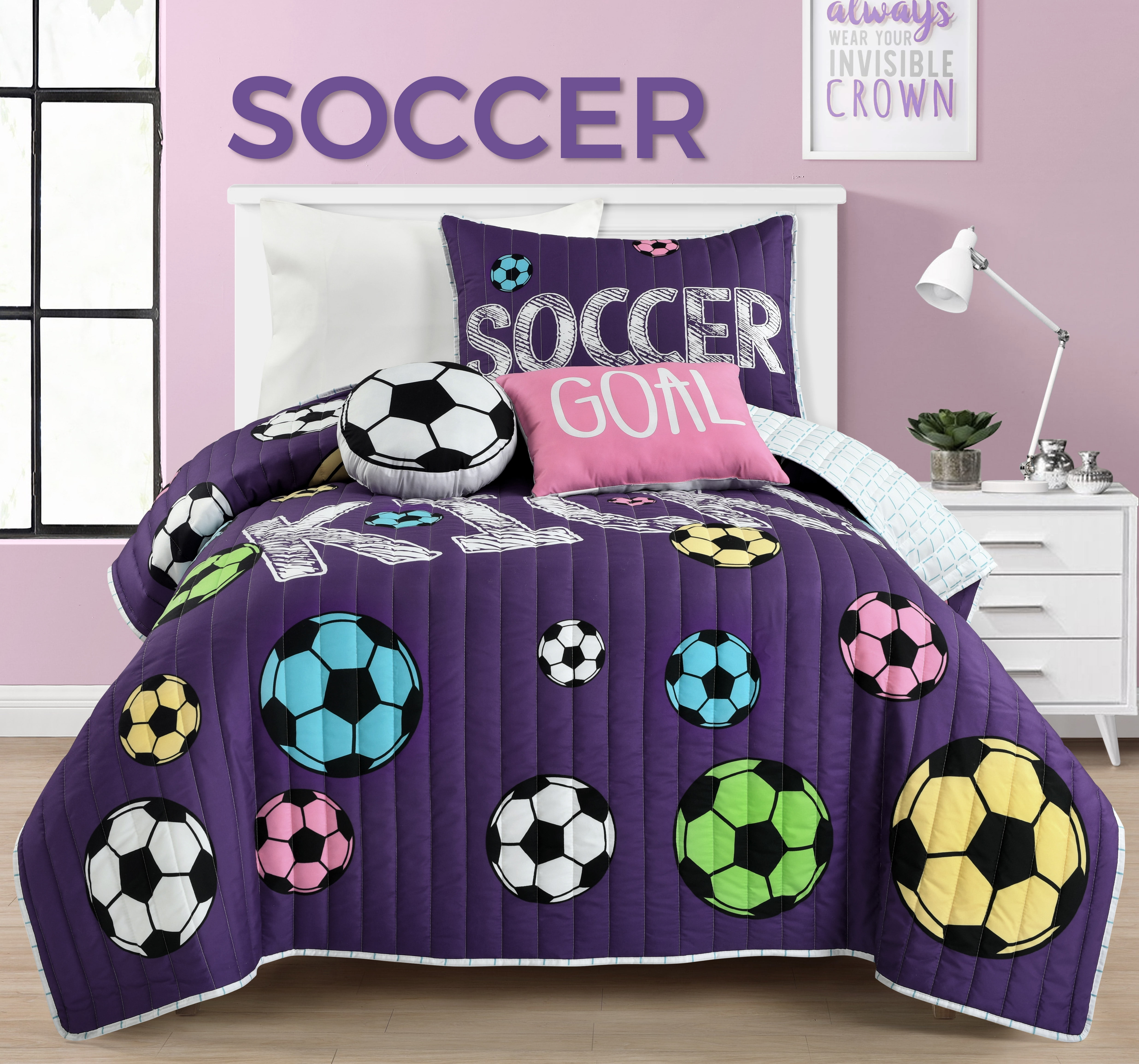 Football Duvet Covers Grey Soccer Kids Teens Reversible Quilt Cover Bedding Sets 