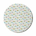 thumbnail image 1 of Cartoon Mouse Pad for Computers, Farm Animals Pattern with Pig Rooster Cow Horse and Sheep Doodle Style Illustration, Round Non-Slip Thick Rubber Modern Mousepad, 8" Round, Multicolor, by Ambesonne, 1 of 2