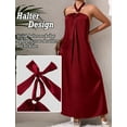 thumbnail image 4 of Women's Satin Nightgown Dress Silk Long Halter Nightdress Backless Sleeveless Pajama Sleepwear Soft Comfort Nightwear Lingerie Red M, 4 of 7