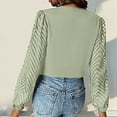 thumbnail image 4 of Bodysuit Tops for Women Long Sleeve Solid Color Deep V Neck Lace Sheer Mesh Going Out Tops Mint Green L, 4 of 4