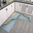 thumbnail image 2 of Blue and Gold Marble Pattern Anti Fatigue Kitchen Rugs Set Of 2, Non Slip Washable Decorative Floor Mats for Kitchen Sink Laundry, 17"x30" and 17"x47", 2 of 6