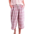 thumbnail image 2 of Dpytoraw Women's Loose Summer Capri Pants Japanese Plaid Lightweight Washable Soft Fabric Casual Trousers Pull-On Casual Pants Women Pink M, 2 of 5