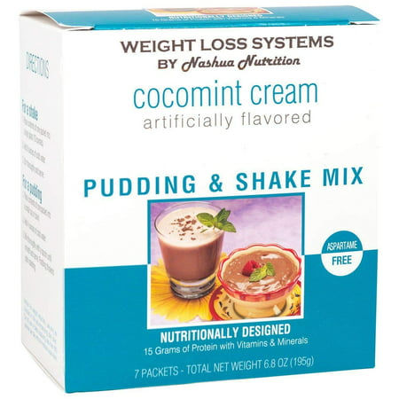 Weight Loss Systems Pudding and Shake Aspartame Free - Cocomint Cream - 7/Box - High Protein - Low Calorie - Low Fat - Low
