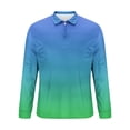 thumbnail image 3 of ZCFZJW Mens Casual Tie Dye Quarter Zip Polo Sweater Business Office Work Slim Big and Tall Regular Fit Casual Long Sleeve Stretch Lightweight Shirt Tops Blue XL, 3 of 5