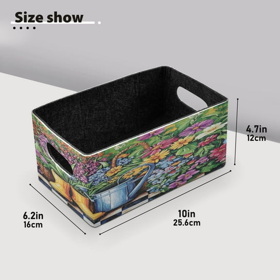 BZSMCE Shelf Baskets Garden Printing Pattern Storage Cube Bins 10.1*6.3*4.7in Set of 2