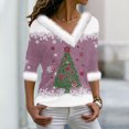 thumbnail image 1 of Promotions d'Été! Aqestyerly Hauts de Noël à Manches Longues pour Femmes, Pull Imprimé Col en V Manches Longues, 1 of 3