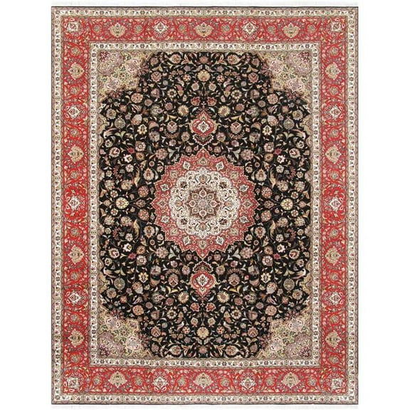 Pasargad Home Baku Collection Hand-Knotted Silk & Wool Area Rug  9'10" X 13' 6"