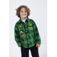 thumbnail image 2 of John Deere Tractor Flannel Shacket with Fleece Lining Plaid Toddler to Little Kid, 2 of 5