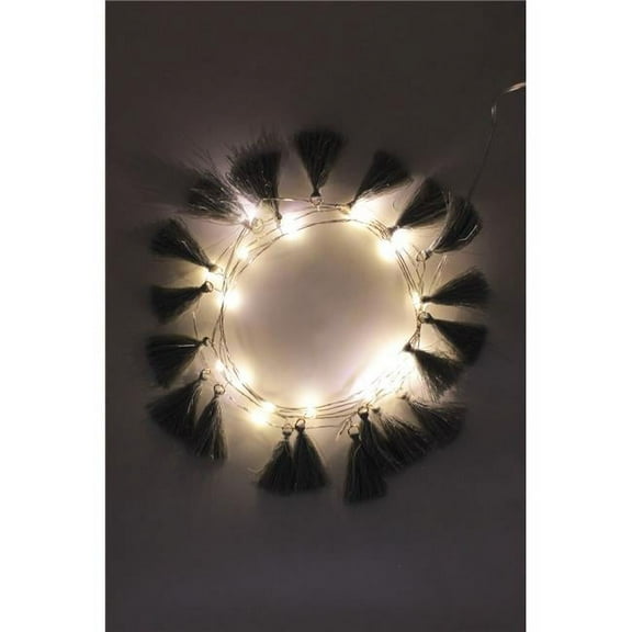 Perfect Holiday 20 LED Boho Tassel Fairy String Lights - Battery Operated, Warm White for Bedroom - Large Tassel
