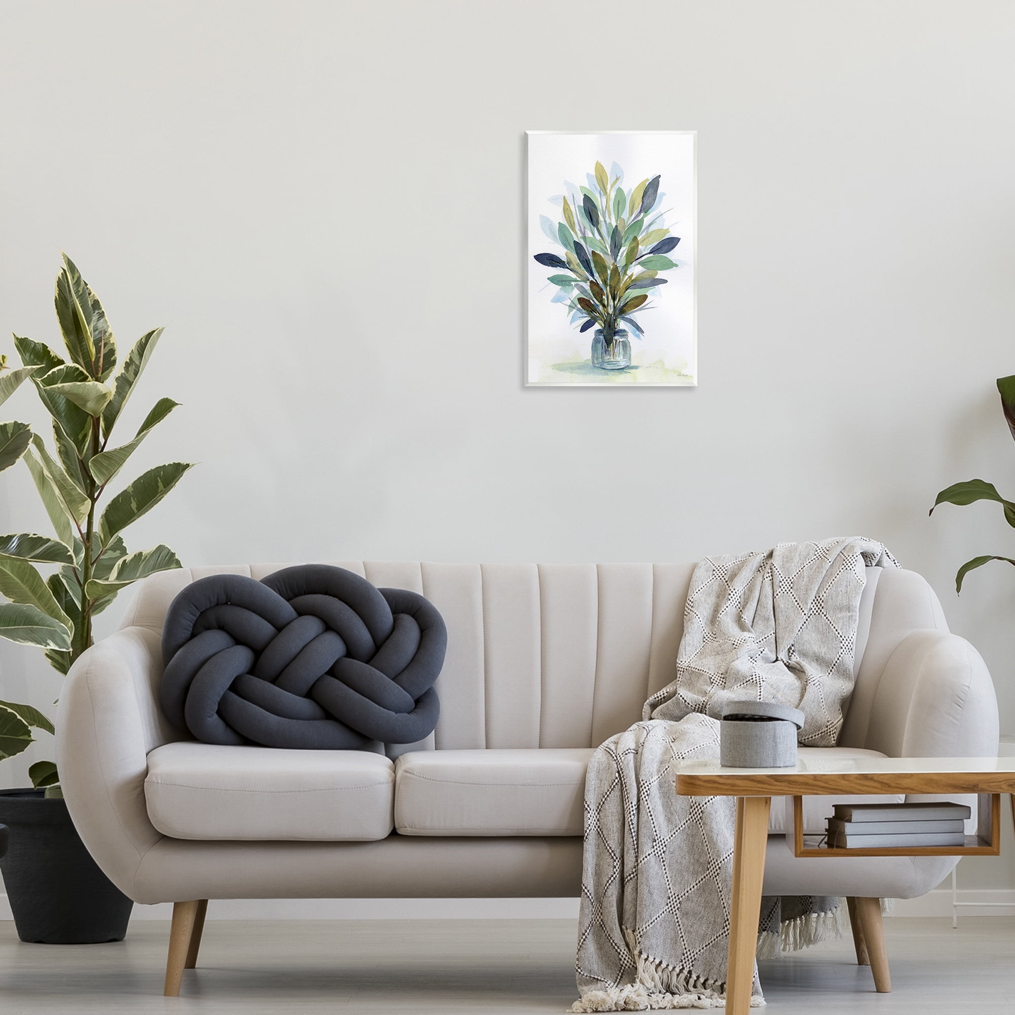 Stupell Industries Rustic Leaves Jar Botanical & Floral Painting Unframed Art Print Wall Art, 13 x 19