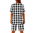 thumbnail image 3 of Conjunto de Lino para las Mujeres Casual a Damas Manga Corta con Bolsillos Pantalones Cortos, Traje de Dos Piezas para Primavera Verano, 3 of 7