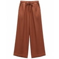 thumbnail image 5 of Cagogo Women's Wide Leg Capri Pants Summer Casual Elastic Waisted Cropped Palazzo Pants with Pockets Beach Lounge Trousers Solid Vacation Beachwear, Red XL, 5 of 5