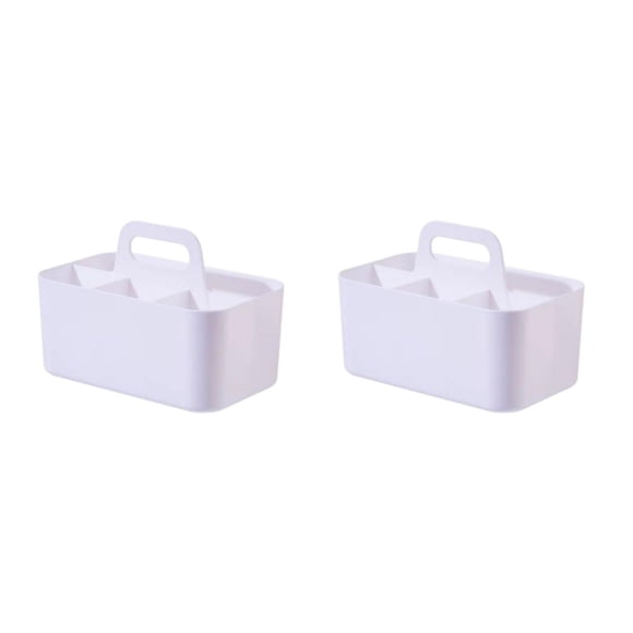 Portalápices con asa Seitruly Caja de almacenamiento Organizador de papelería Contenedor de Plástico Blanco 2Conjunto