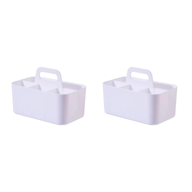 Portalápices con asa Seitruly Caja de almacenamiento Organizador de papelería Contenedor de Plástico Blanco 2Conjunto