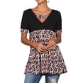 thumbnail image 5 of Uhndy Women Leopard Print Pleated Short Sleeve Criss Cross Top, 5 of 6