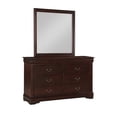 thumbnail image 5 of 6pc Louis Philip Transitional Twin Size Bedroom Set Panel Bed Dresser Mirror Chest 2x Nightstands Cherry Brown Finish Wooden Furniture, 5 of 7