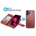 thumbnail image 7 of iphone 16 Plus Phone Case, Leather Wallet Case for Apple iphone 16 Plus, Ebizware Credit Card Cash Holder Folio Flip [Detachable] Kickstand Magnetic Cover & Lanyard for Women Men [Wine Red], 7 of 7