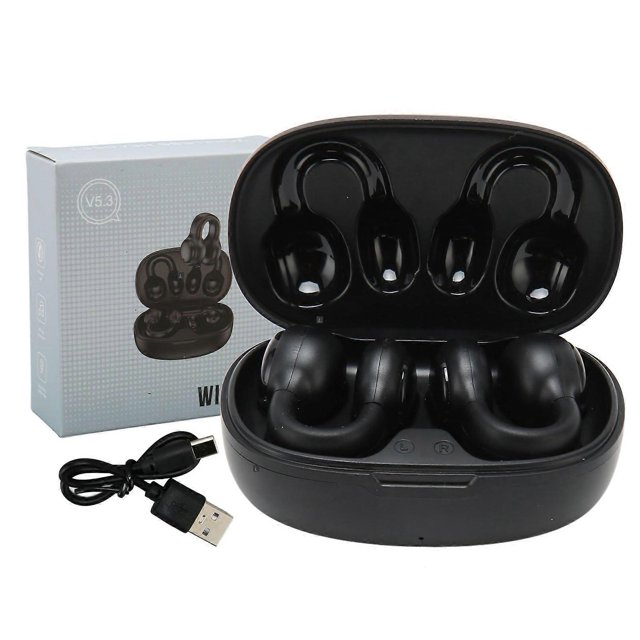 Wireless Earbuds Noise Reduction Bluetooth 5.3 Wireless Sports Earphones with Earhooks for Sports Work Black