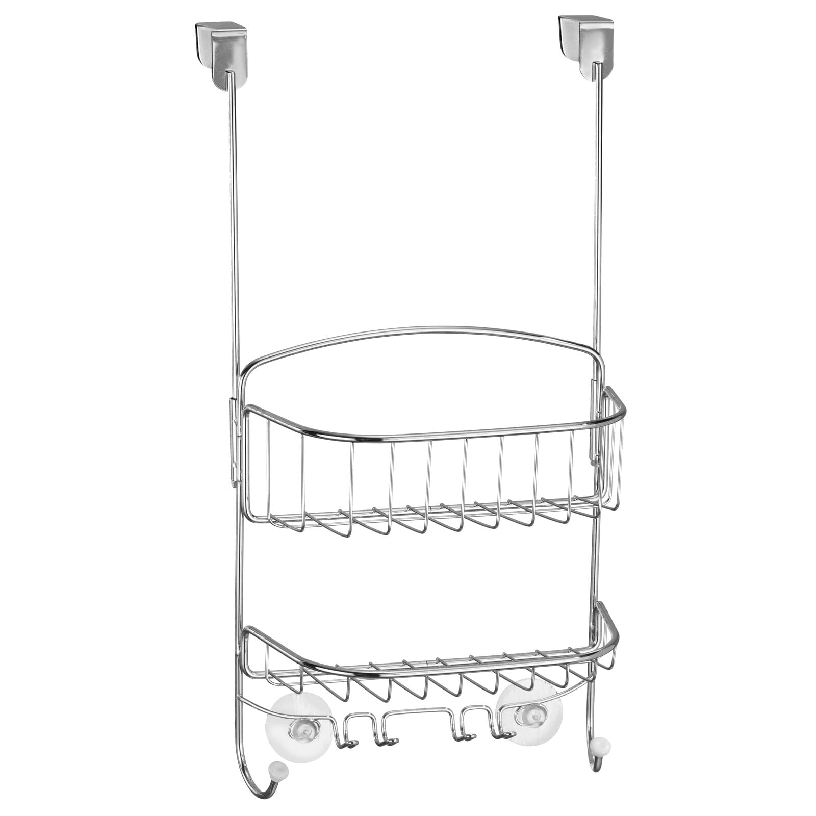 mDesign Steel Over Door Hanging Shower Caddy Storage Organizer with 2