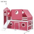 thumbnail image 2 of Harper & Bright Designs House Twin Loft Bed Frame with Slide and Tent, Castle Playhouse Bed Frame with Ladders for Boys Girls, Pink, 2 of 18