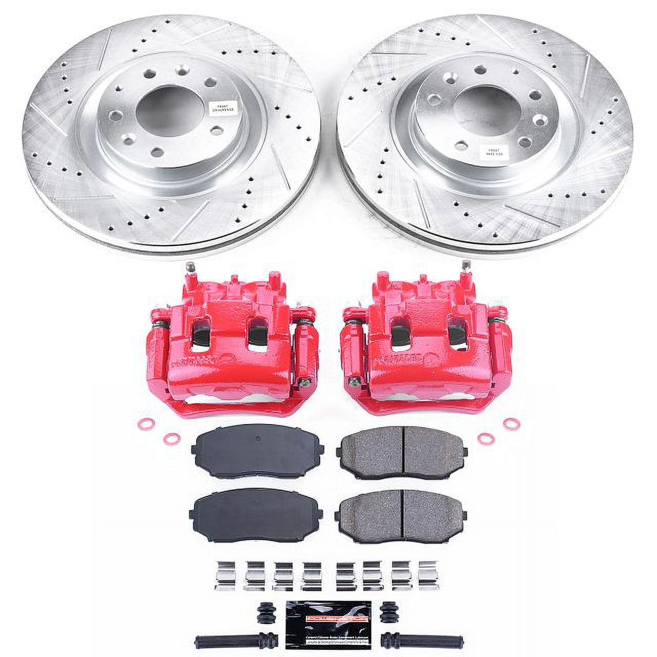 PowerStop Front Z23 Evolution Sport Brake Pad and Rotor Kit with Red Powder Coated Calipers Fits: MAZDA Select Models KC5878A