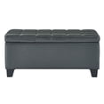 thumbnail image 3 of Faux Leather Storage Ottoman- Grey, 3 of 5