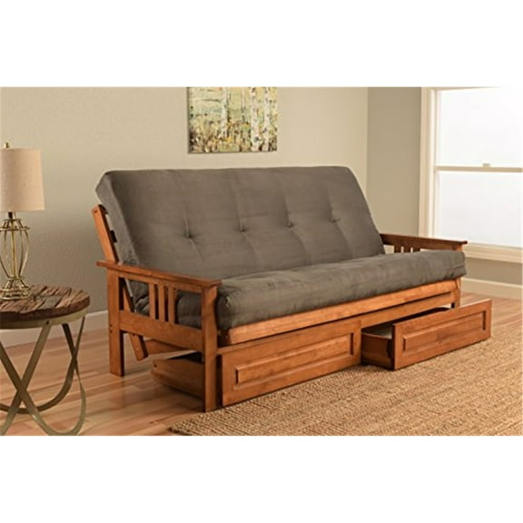 Kodiak Furniture Monterey Full Futon with Suede Fabric Mattress in Gray/Barbados