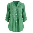 thumbnail image 1 of Frontwalk Long Sleeve Dressy Blouse for Women Elegant Button Lace V Neck Shirt Blouses for Work Office Tops, 1 of 3