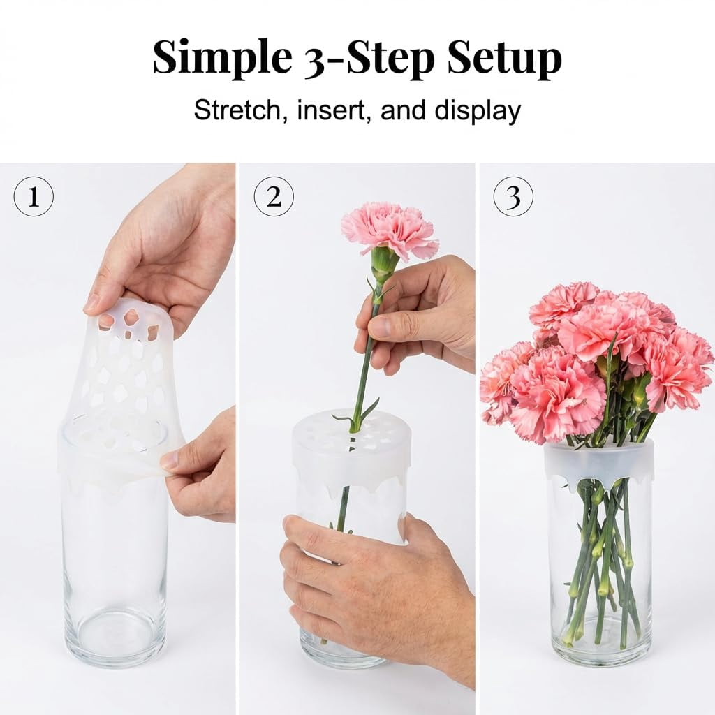 Silicone Flower Arrangement Grid, 2026 Flexible Floral Stem Holder for Vases – Waterproof Reusable Flower Frog for Easy DIY Bouquets(6PCS)