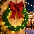 thumbnail image 7 of Christmas Wreath Metal Wreath LED Warm Big Bow Christmas Decorations Door Hanging Decorations, 7 of 7