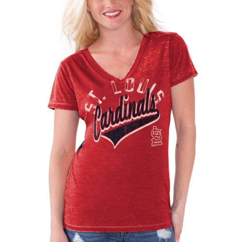 St. Louis Cardinals Touch by Alyssa Milano Women's Bases Loaded V-Neck T-Shirt Red by G-III LEATHER FASHIONS INC