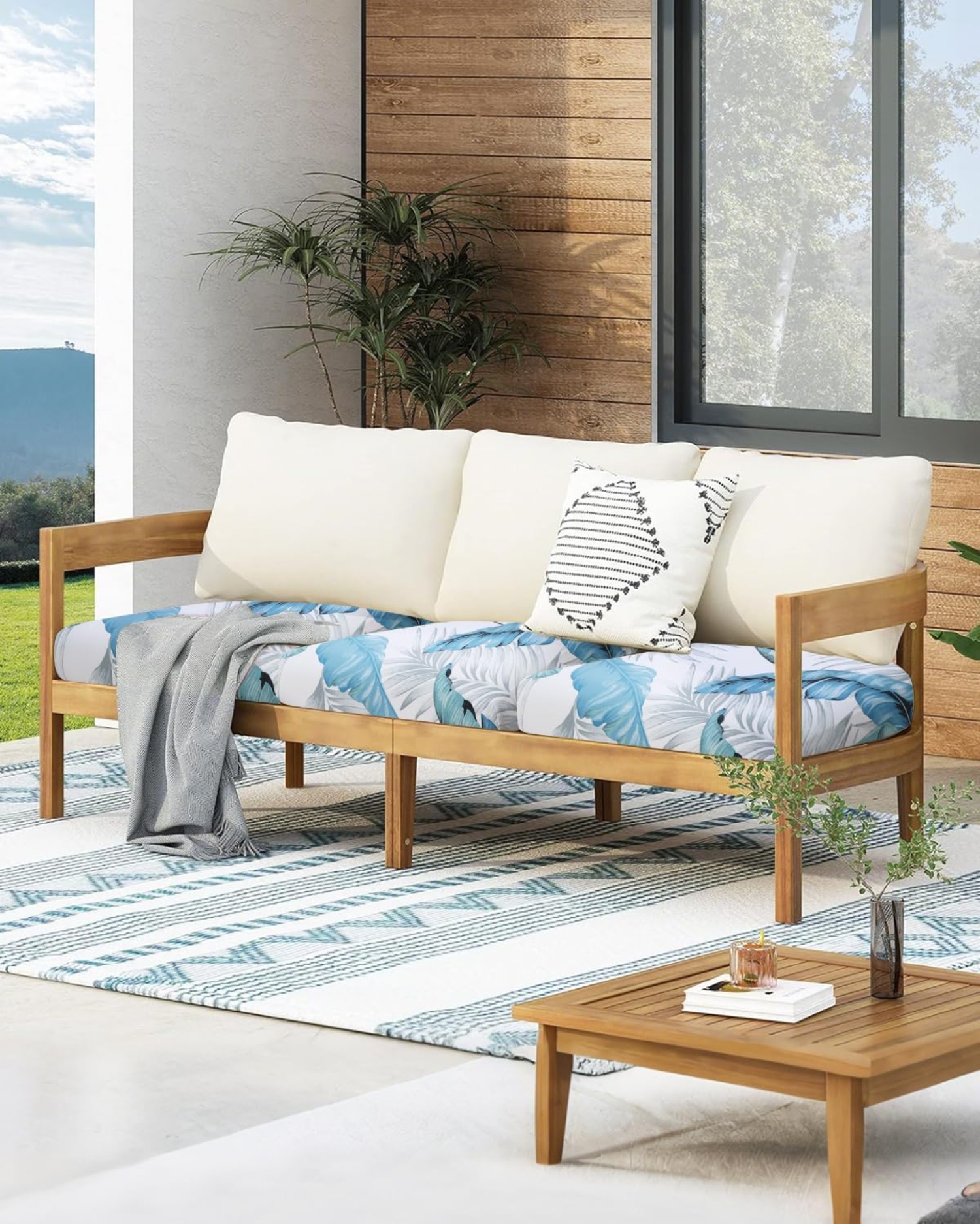 Sofa Cushion Covers, Stretch Printed Seat Cushion Cover Couch Seat Slipcovers Washable Furniture Protector for Armchair Loveseat Sofa