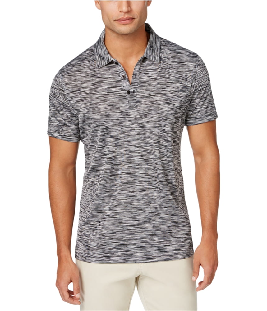 Alfani Mens Tobin Marled Rugby Polo Shirt, Black, LT - Walmart.com